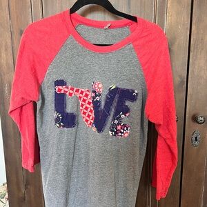 Raglan Love Shirt - Gray and Red- state of Florida